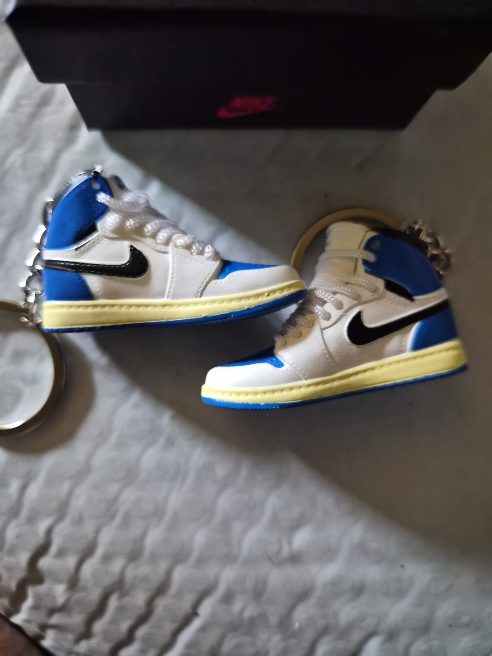 Nike Mini Air Jordan 1 Keychain - White, Blue, Yellow, Black